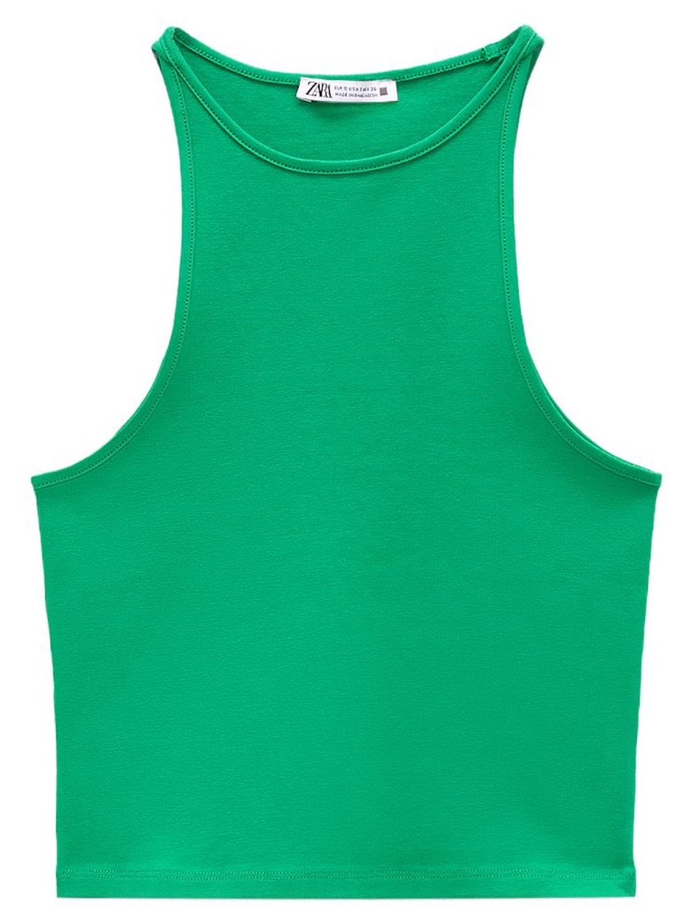 Zara Bright Green High-Neck Racerback Crop Top